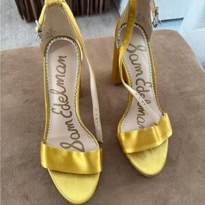 Sam Edelman Mustard Yellow Satin Heels
